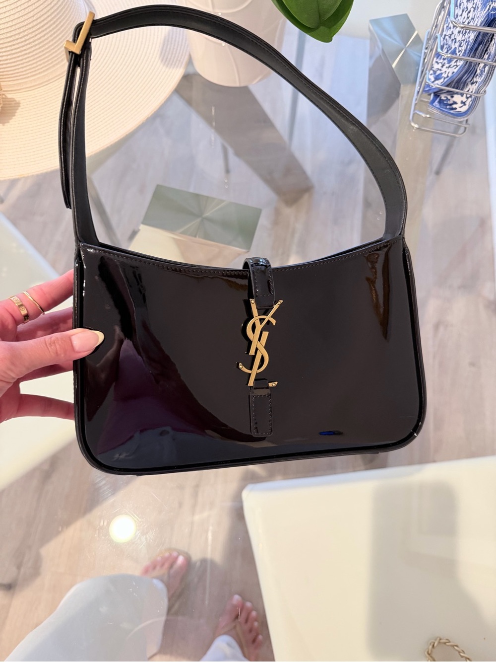Black Patent Leather Shoulder Bag